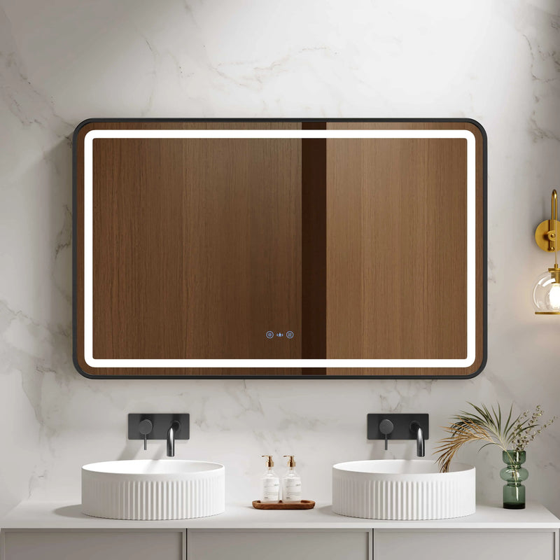 Venus 600×750 / 750×900 / 1200×750mm LED Rectangular Mirror – Matt Black Frame mercioaustralia