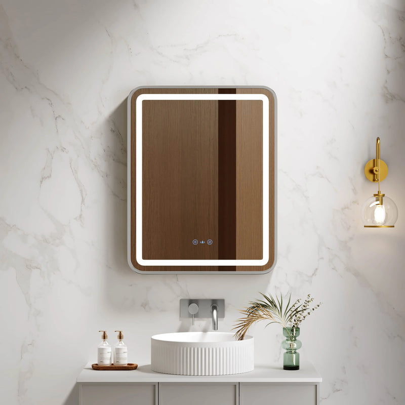 Venus 600×750 / 750×900 / 1200×750mm LED Rectangular Mirror – Brushed Nickel Frame mercioaustralia