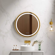 Venus 600/750/900mm LED Round Mirror – Brushed Gold Frame mercioaustralia