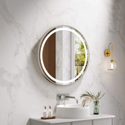 Venus 600/750/900mm LED Round Mirror – Brushed Nickel Frame mercioaustralia