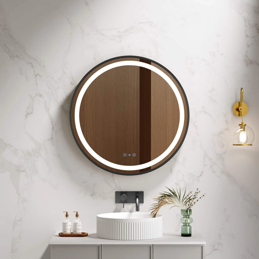 Venus 600/750/900mm LED Round Mirror – Matt Black Frame mercioaustralia