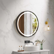 Venus 600/750/900mm LED Round Mirror – Matt Black Frame mercioaustralia