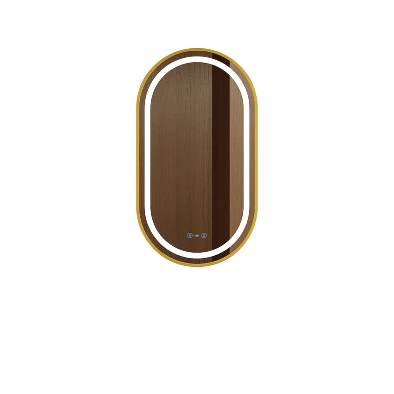 Venus 500×900mm LED Oval Mirror – Brushed Gold Frame mercioaustralia