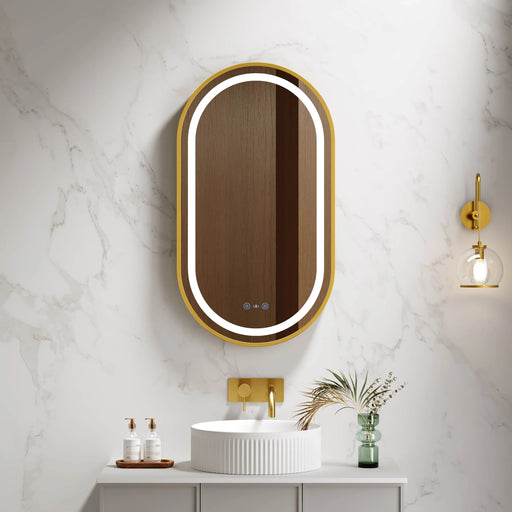 Venus 500×900mm LED Oval Mirror – Brushed Gold Frame mercioaustralia
