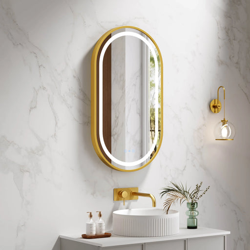 Venus 500×900mm LED Oval Mirror – Brushed Gold Frame mercioaustralia