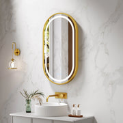 Venus 500×900mm LED Oval Mirror – Brushed Gold Frame mercioaustralia