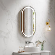 Venus 500×900mm LED Oval Mirror – Brushed Nickel Frame mercioaustralia