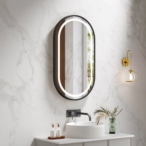 Venus 500×900mm LED Oval Mirror – Matt Black Frame mercioaustralia