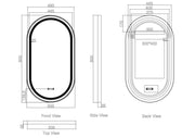 Venus 500×900mm LED Oval Mirror – Matt Black Frame mercioaustralia