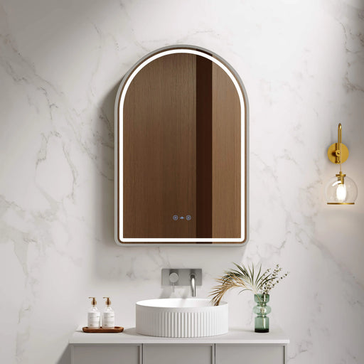 Venus 600×900mm LED Arch Mirror– Brushed Nickel Frame mercioaustralia