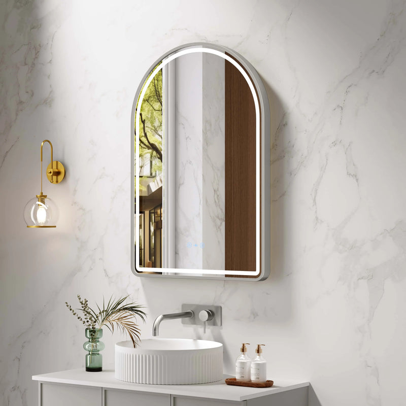 Venus 600×900mm LED Arch Mirror– Brushed Nickel Frame mercioaustralia