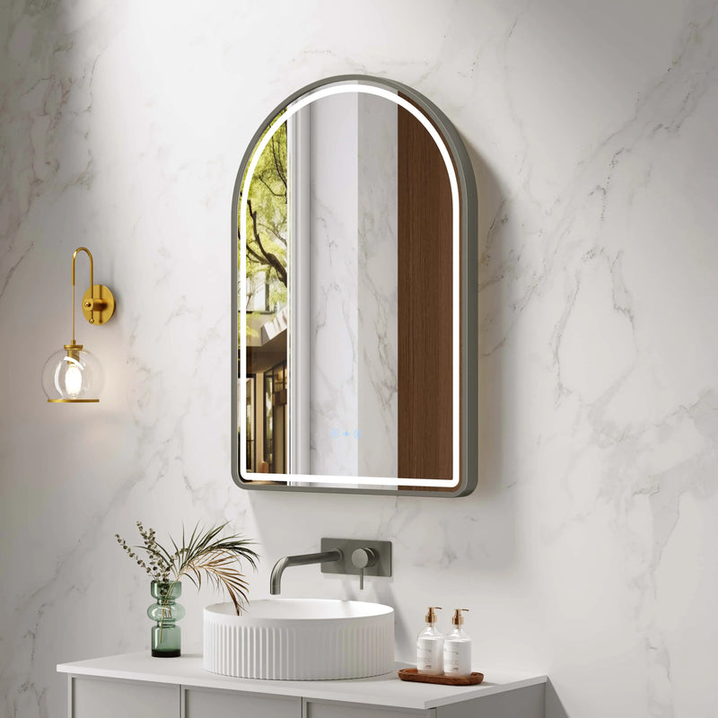 Venus 600×900mm LED Arch Mirror– Gun Metal Frame mercioaustralia