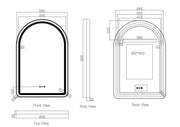 Venus 600×900mm LED Arch Mirror– Matt Black Frame mercioaustralia