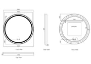 Venus 600/750/900mm LED Round Mirror – Gun Metal Frame mercioaustralia