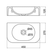 VIVO 45 Concrete D-Shape Wall-Hung Basin-Gray White mercioaustralia