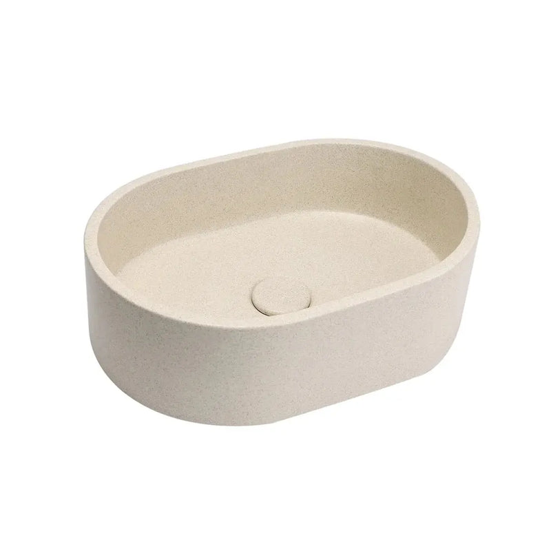 VIVO 40 Concrete Oval Countertop Basin - Grit Yellow mercioaustralia