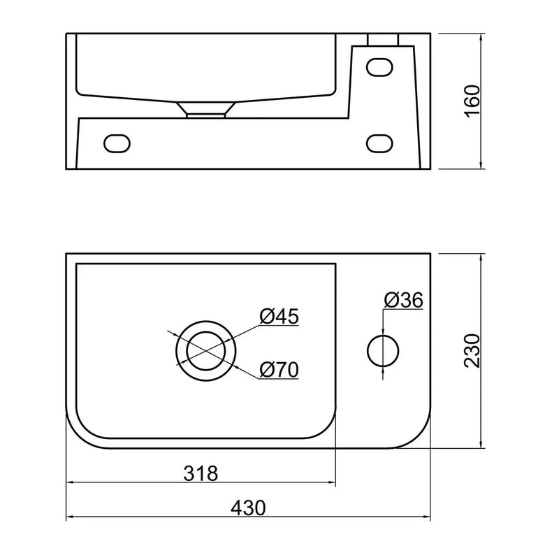 VIVO 43 Concrete Wall-Hung Basin-Blue Ashes mercioaustralia