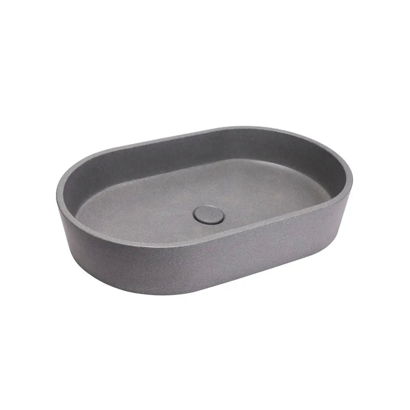 VIVO 60 Concrete Oval Countertop Basin - Light Grey Sandstone mercioaustralia