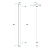 THERMOGROUP STRAIGHT ROUND VERTICAL SINGLE HEATED TOWEL RAIL 900MM SATIN WHITE - FIL Kitchen Bathroom