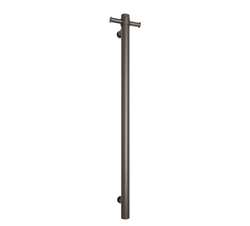 THERMOGROUP STRAIGHT ROUND VERTICAL SINGLE HEATED TOWEL RAIL 900MM GUN METAL - FIL Kitchen Bathroom