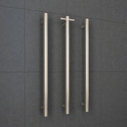 THERMOGROUP STRAIGHT ROUND VERTICAL SINGLE HEATED TOWEL RAIL 900MM BRUSHED NICKEL - FIL Kitchen Bathroom