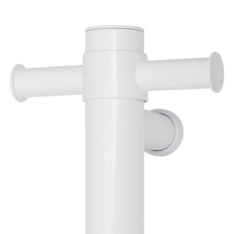 THERMOGROUP STRAIGHT ROUND VERTICAL SINGLE HEATED TOWEL RAIL 900MM SATIN WHITE - FIL Kitchen Bathroom