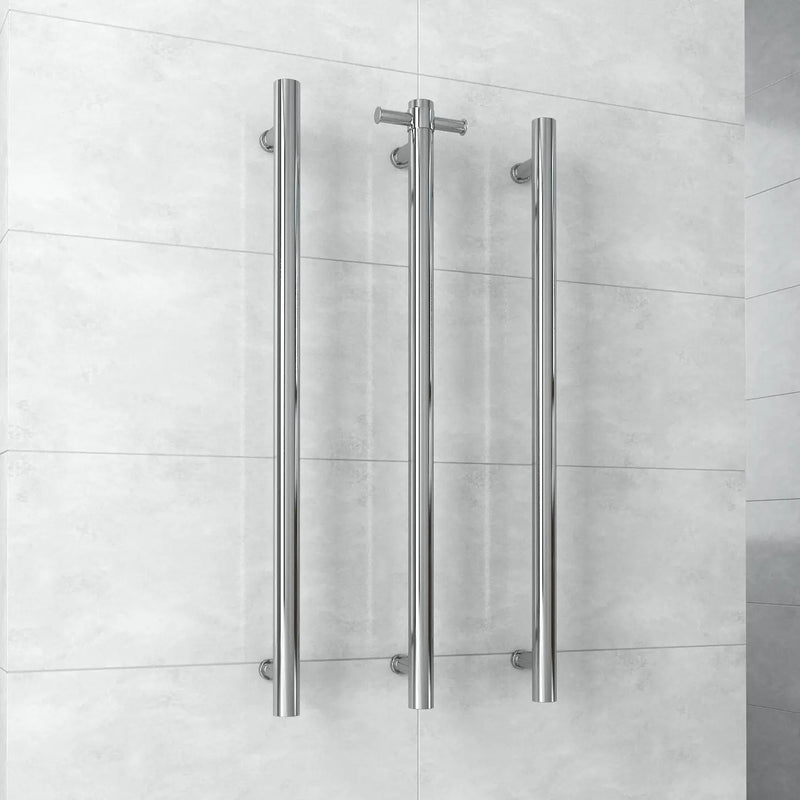 THERMOGROUP STRAIGHT ROUND VERTICAL SINGLE HEATED TOWEL RAIL 900MM - FIL Kitchen Bathroom