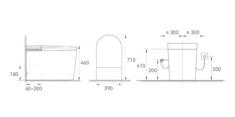 Vesso Smart Toilet One-Piece Ceramic Instant Heating Tornado Flush 710x390x460mm Poseidon