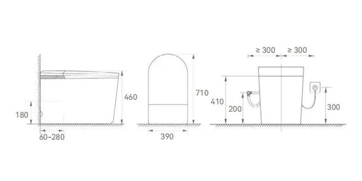 Vesso Smart Toilet One-Piece Ceramic Instant Heating Tornado Flush 710x390x460mm Poseidon