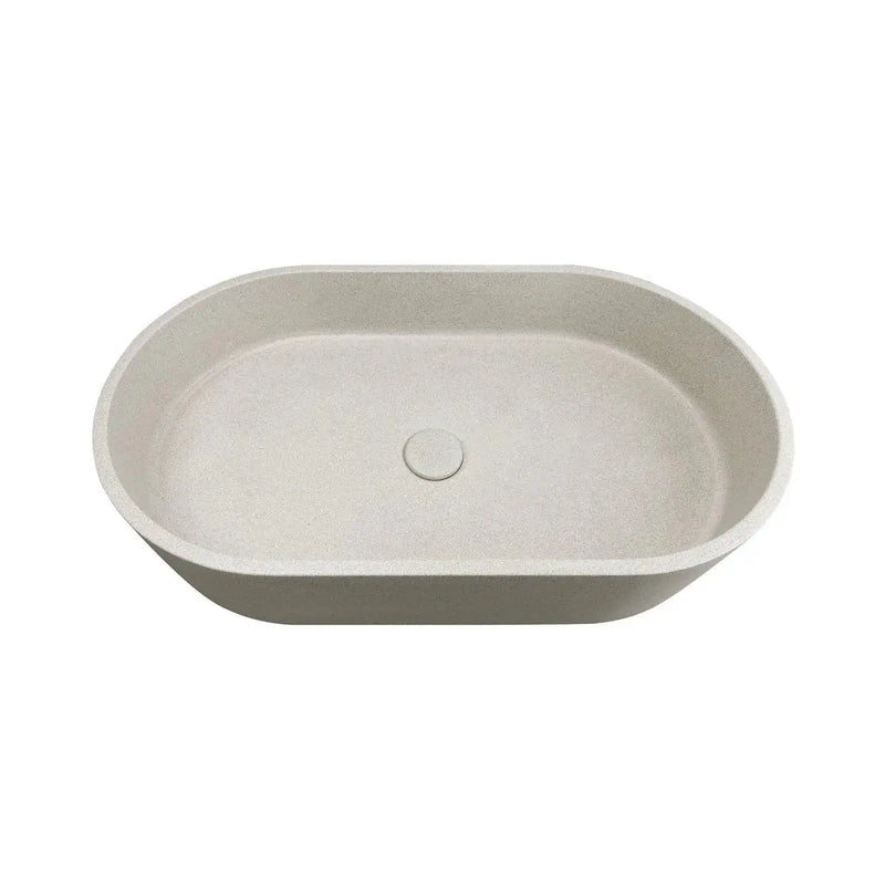 Clayton Oval Concrete Linen Above Counter Basin 600x350x120mm - FIL Kitchen Bathroom