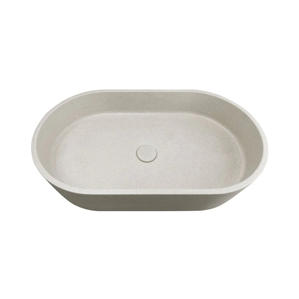 Clayton Oval Concrete Linen Above Counter Basin 600x350x120mm