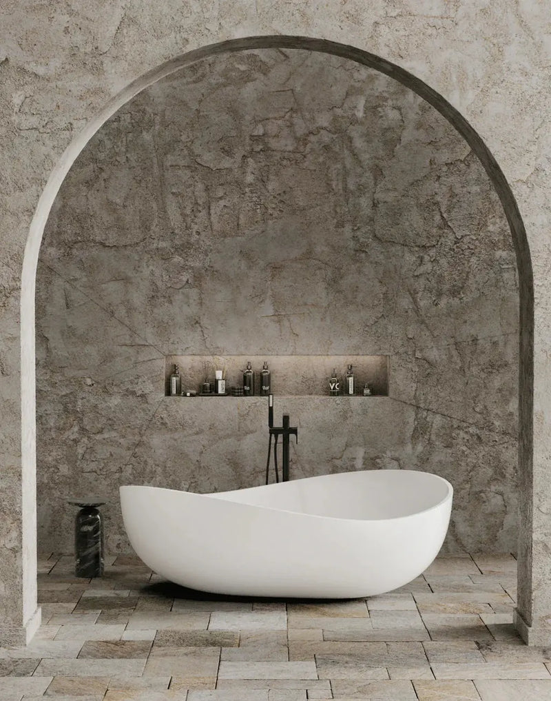 Waverly Solid Surface Stone Free Standing Bathtub Matte White 1800mm FIL Kitchen Bathroom