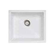 White Carysil Granite Single Bowl Kitchen Sink 533x457mm Aquaperla