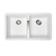 White Carysil CG2B3322 Double Bowl Stone Kitchen Sink 824*481*241mm Aquaperla