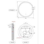 AULIC WINDSOR LED MIRROR MATTE WHITE 3 COLOUR LIGHTS 900X900MM - FIL Kitchen Bathroom