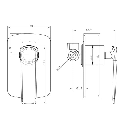 Esperia Gun Metal Grey Wall Mixer - FIL Kitchen Bathroom