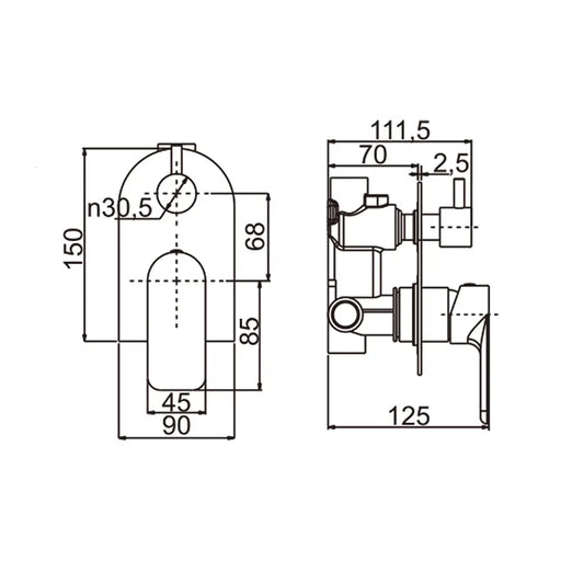Persano Matte Black Mixer Diverter - FIL Kitchen Bathroom