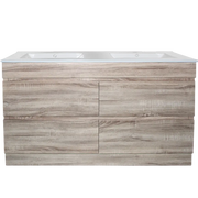 White Oak Wood Grain PVC Vacuum Filmed MDF Board Freestanding Vanity (600mm/750mm/900mm/1200mm/1500mm) - FIL Kitchen Bathroom