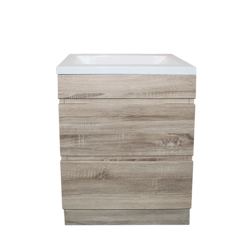 White Oak Wood Grain PVC Vacuum Filmed MDF Board Freestanding Vanity (600mm/750mm/900mm/1200mm/1500mm) - FIL Kitchen Bathroom