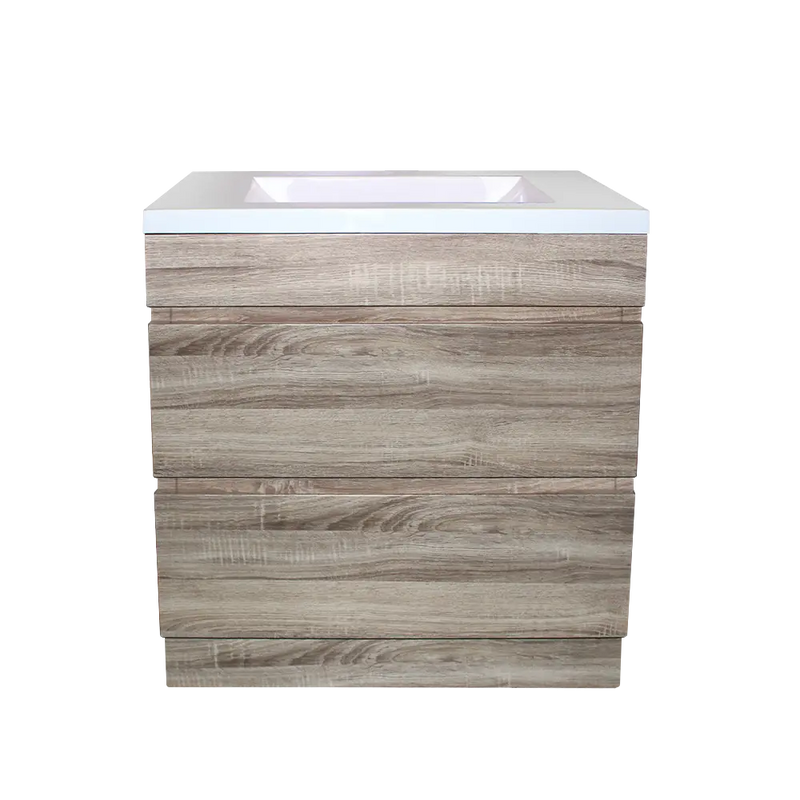 White Oak Wood Grain PVC Vacuum Filmed MDF Board Freestanding Vanity (600mm/750mm/900mm/1200mm/1500mm) - FIL Kitchen Bathroom