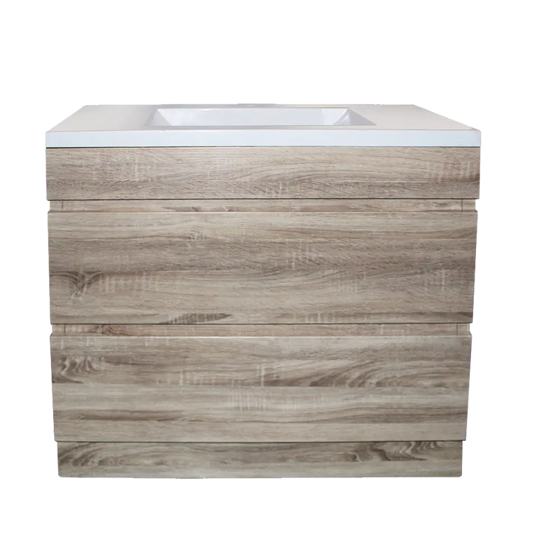 White Oak Wood Grain PVC Vacuum Filmed MDF Board Freestanding Vanity (600mm/750mm/900mm/1200mm/1500mm) - FIL Kitchen Bathroom