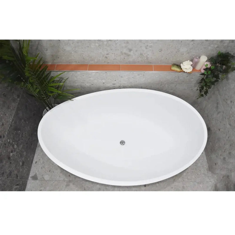 Waverly Solid Surface Stone Free Standing Bathtub Matte White 1800mm FIL Kitchen Bathroom