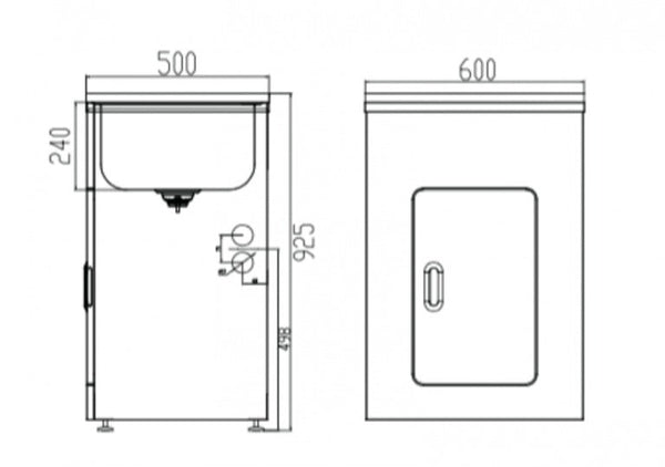 LAUNDRY CABINET AND STAINLESS STEEL TUB 600MM WHITE