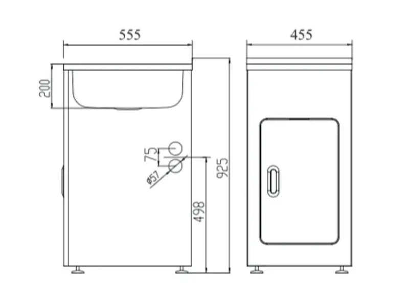 LAUNDRY CABINET AND STAINLESS STEEL TUB 455MM WHITE FIL Kitchen Bathroom