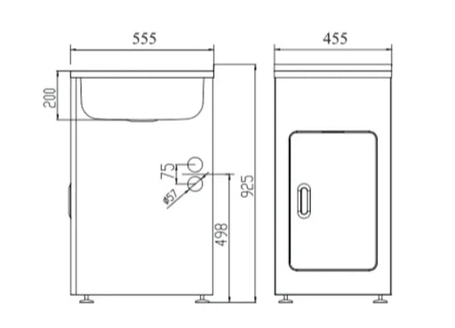 LAUNDRY CABINET AND STAINLESS STEEL TUB 455MM WHITE FIL Kitchen Bathroom