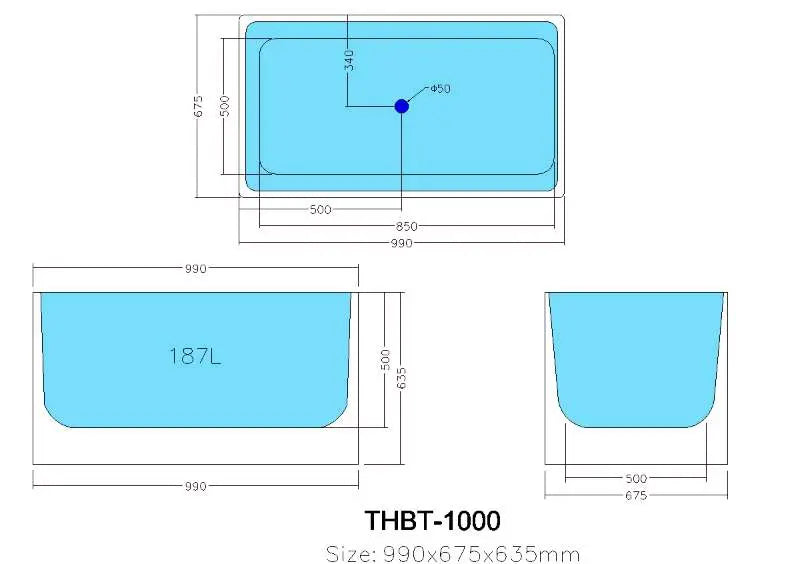 Theo Back to Wall Bathtub (1000/1300/1500/1700mm) POSEIDON