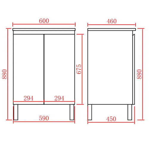 Freestanding Nordic Standard Vanity 600mm - FIL Kitchen Bathroom