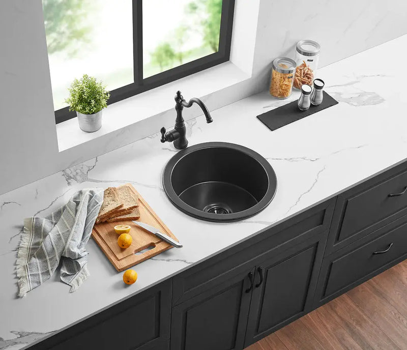 SINGLE BOWL FIRECLAY KITCHEN SINK GLOSS WHITE/MATTE BLACK 470MM CETO