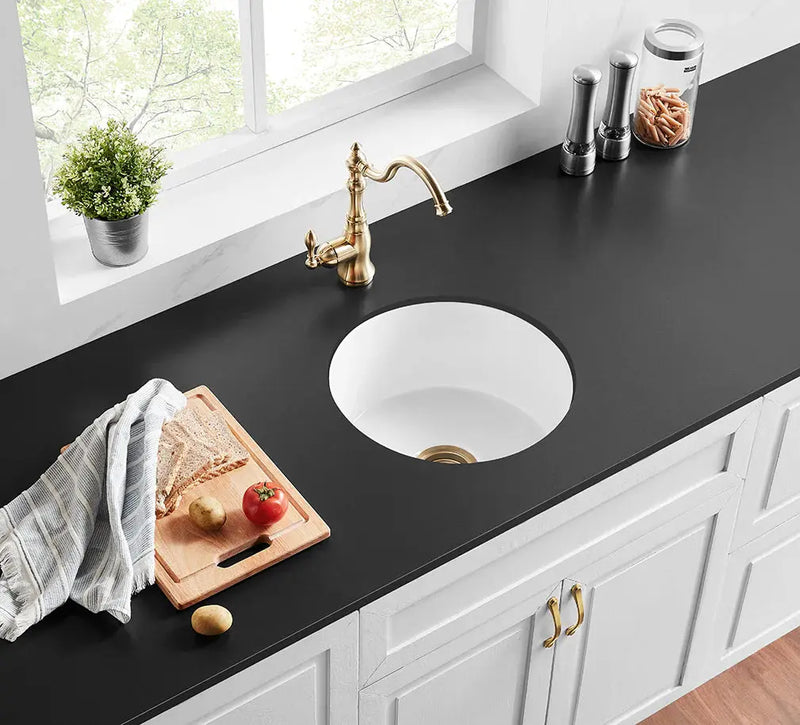 SINGLE BOWL FIRECLAY KITCHEN SINK GLOSS WHITE/MATTE BLACK 470MM CETO