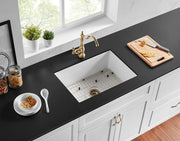 SINGLE BOWL FIRECLAY UNDERMOUNT KITCHEN SINK GLOSS WHITE 677MM/810MM CETO